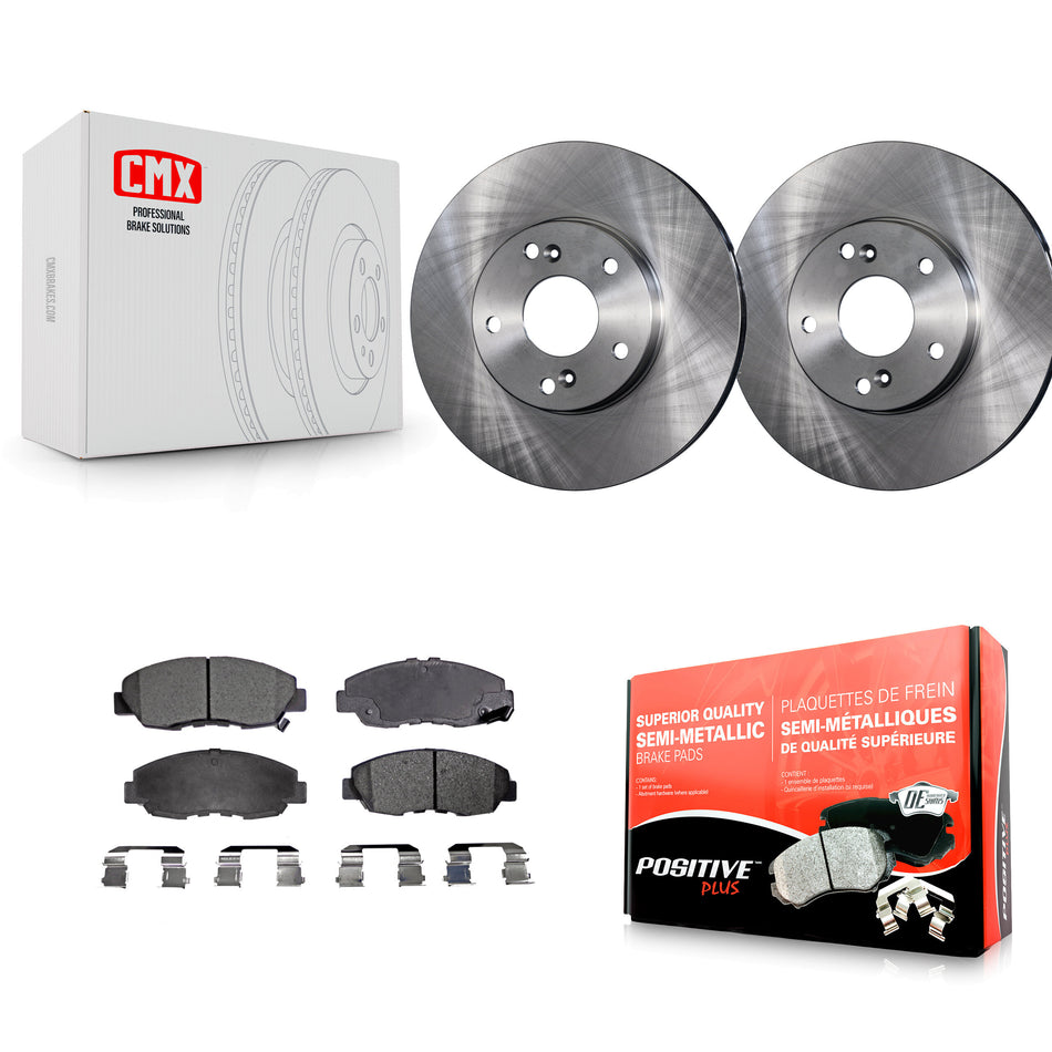 Front Disc Brake Rotors And Semi-Metallic Pads Kit For 2011 Honda Civic GX K8F-100300