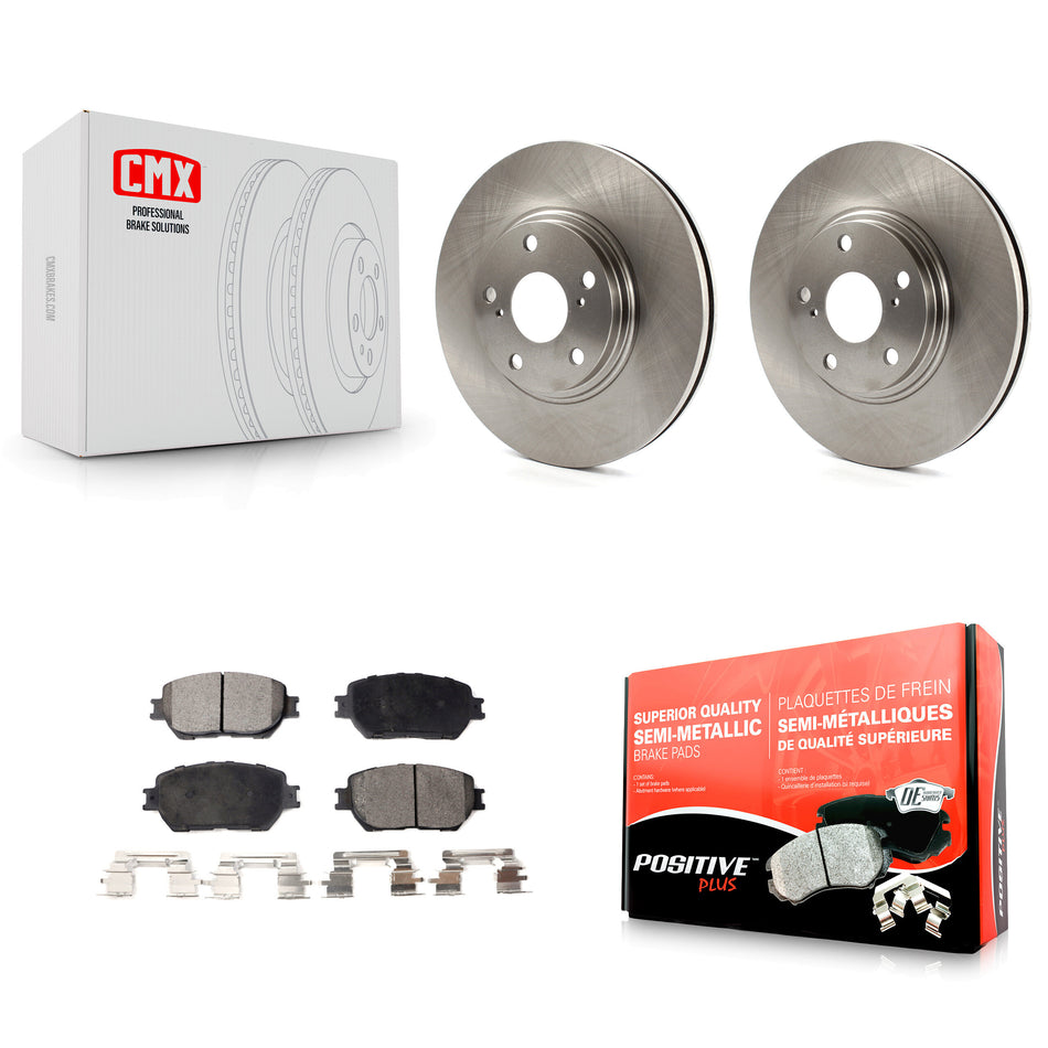 Front Disc Brake Rotors And Semi-Metallic Pads Kit For 2002-2004 Toyota Camry With 296mm Diameter Rotor Stepped Hat Design K8F-100326