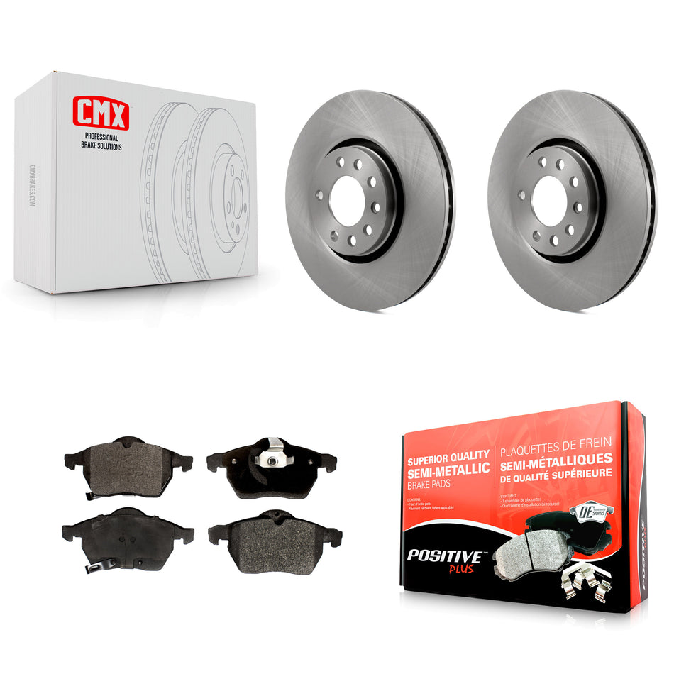 Front Disc Brake Rotors And Semi-Metallic Pads Kit For Saab 9-5 9-3 K8F-100354