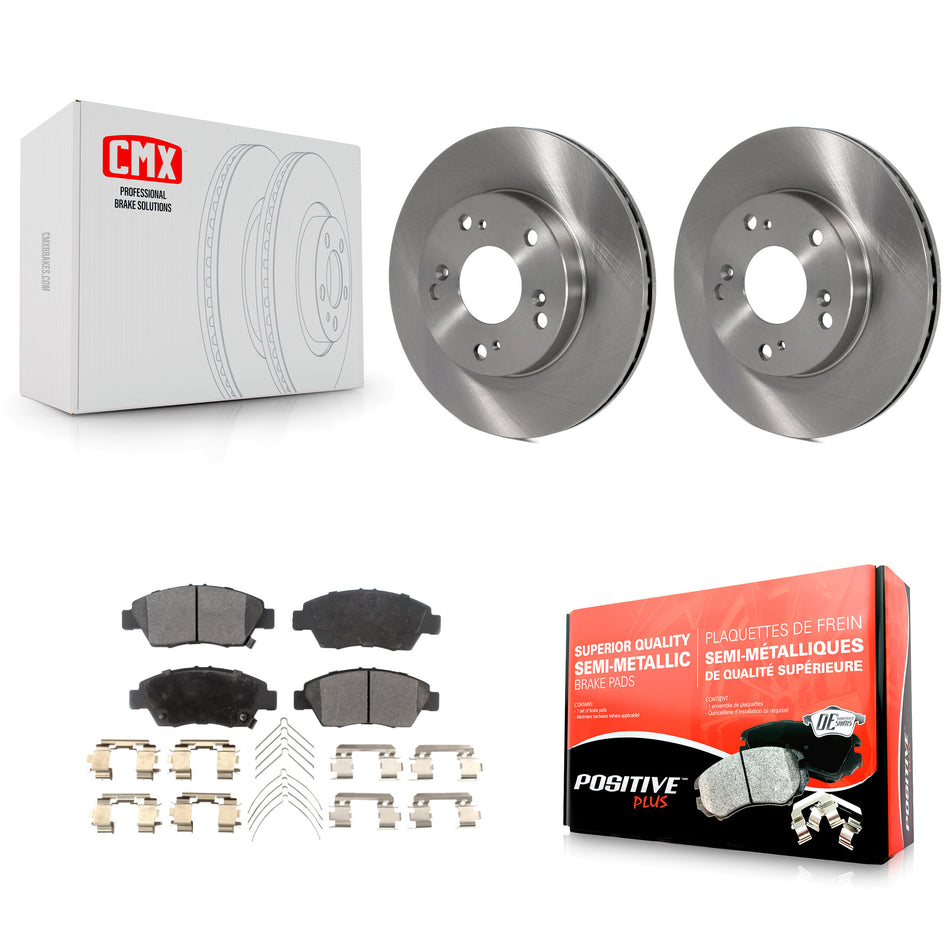 Front Disc Brake Rotors And Semi-Metallic Pads Kit For Honda Civic Acura RSX CR-Z K8F-100357