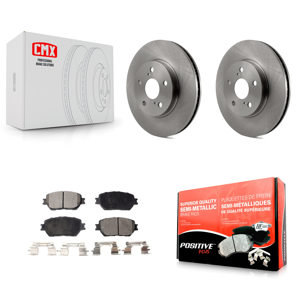 Front Disc Brake Rotors And Semi-Metallic Pads Kit For 2002-2004 Toyota Camry Straight Hat Design With 296mm Diameter Rotor K8F-100362