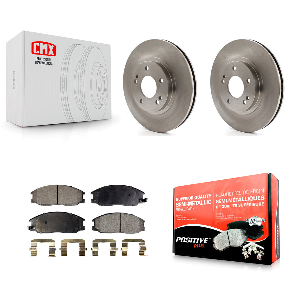 Front Disc Brake Rotors And Semi-Metallic Pads Kit For 2001-2006 Hyundai Santa Fe With 294mm Diameter Rotor K8F-100371