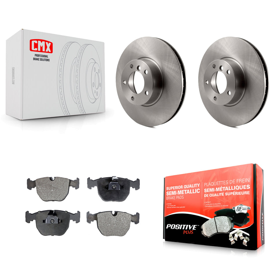 Front Disc Brake Rotors And Semi-Metallic Pads Kit For BMW 530i 540i K8F-100373