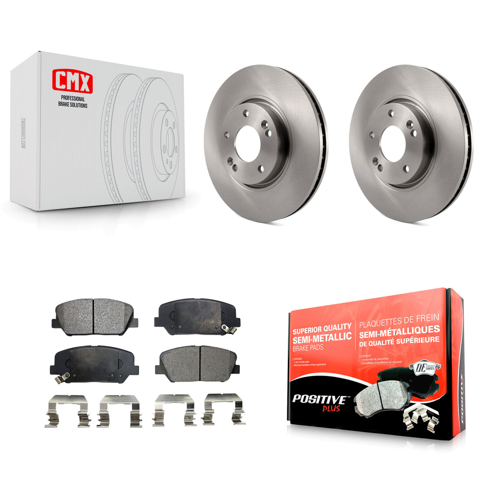 Front Disc Brake Rotors And Semi-Metallic Pads Kit For Hyundai Veloster Kia Forte Koup K8F-100451