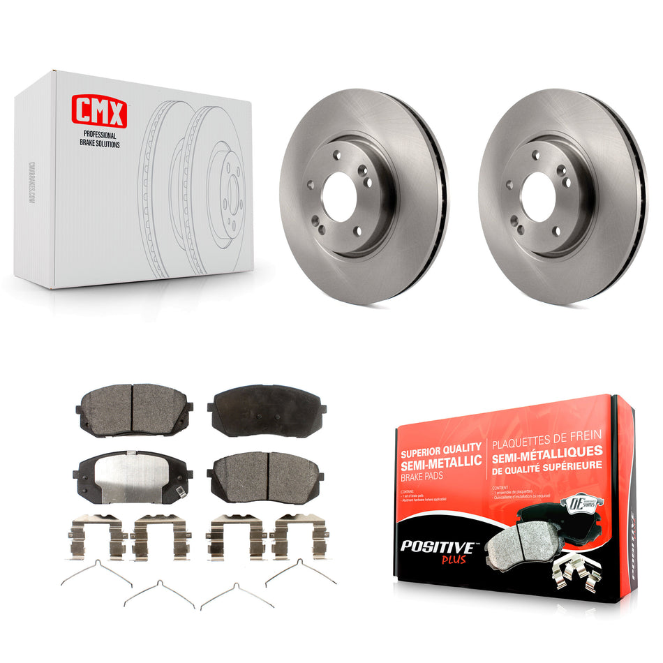 Front Disc Brake Rotors And Semi-Metallic Pads Kit For 2016 Hyundai Sonata FULL HYBRID EV-GAS (FHEV) engine K8F-100457