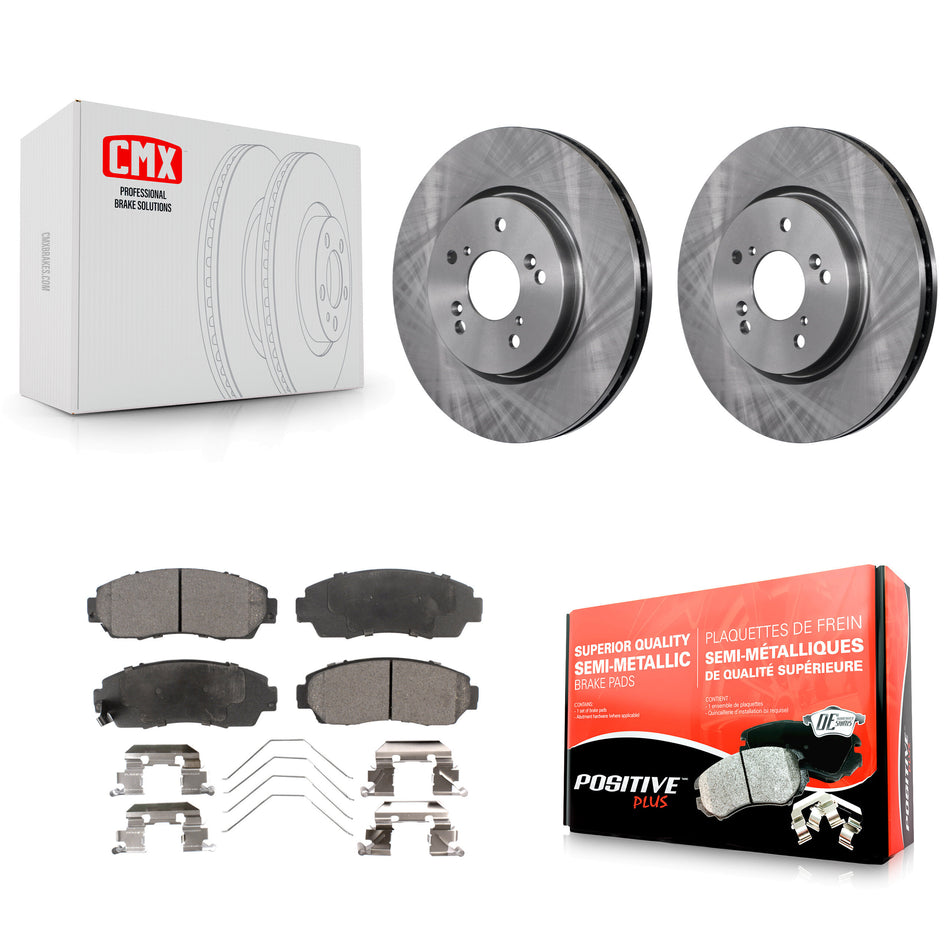 Front Disc Brake Rotors And Semi-Metallic Pads Kit For Honda CR-V Crosstour Accord K8F-100480
