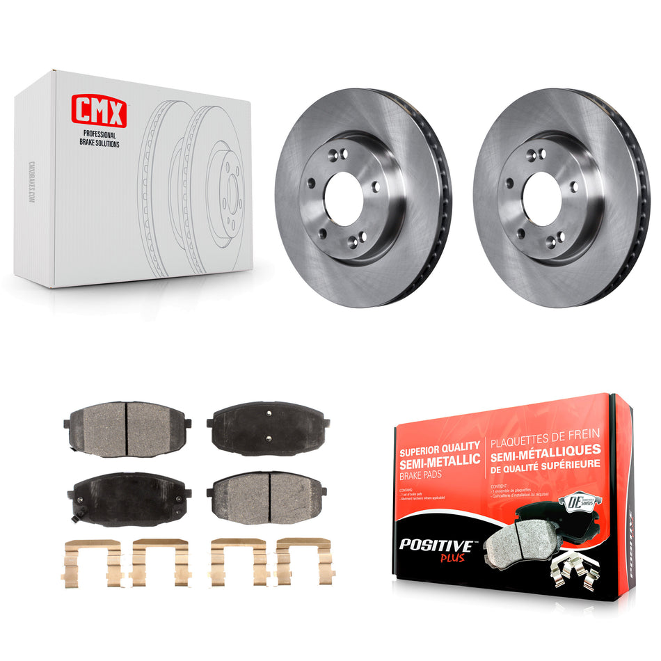 Front Disc Brake Rotors And Semi-Metallic Pads Kit For Kia Forte Koup Forte5 K8F-100553