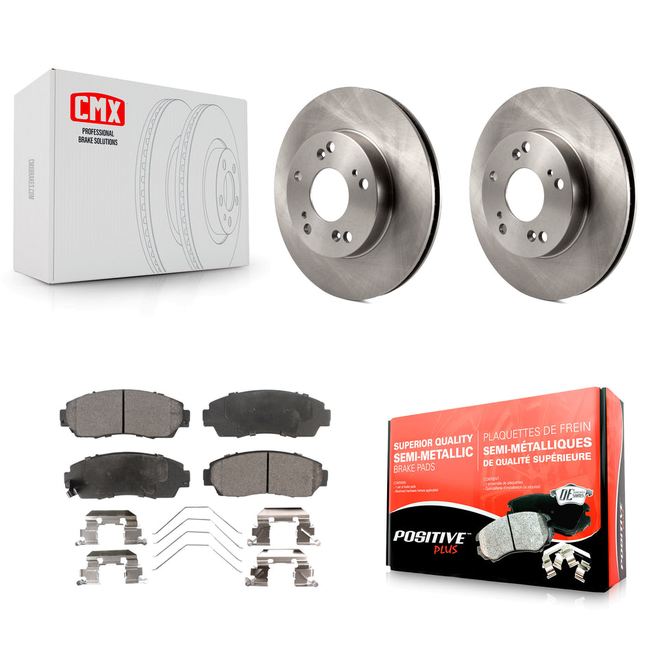 Front Disc Brake Rotors And Semi-Metallic Pads Kit For 2015 Honda Civic LX SE with Manual transmission K8F-100590