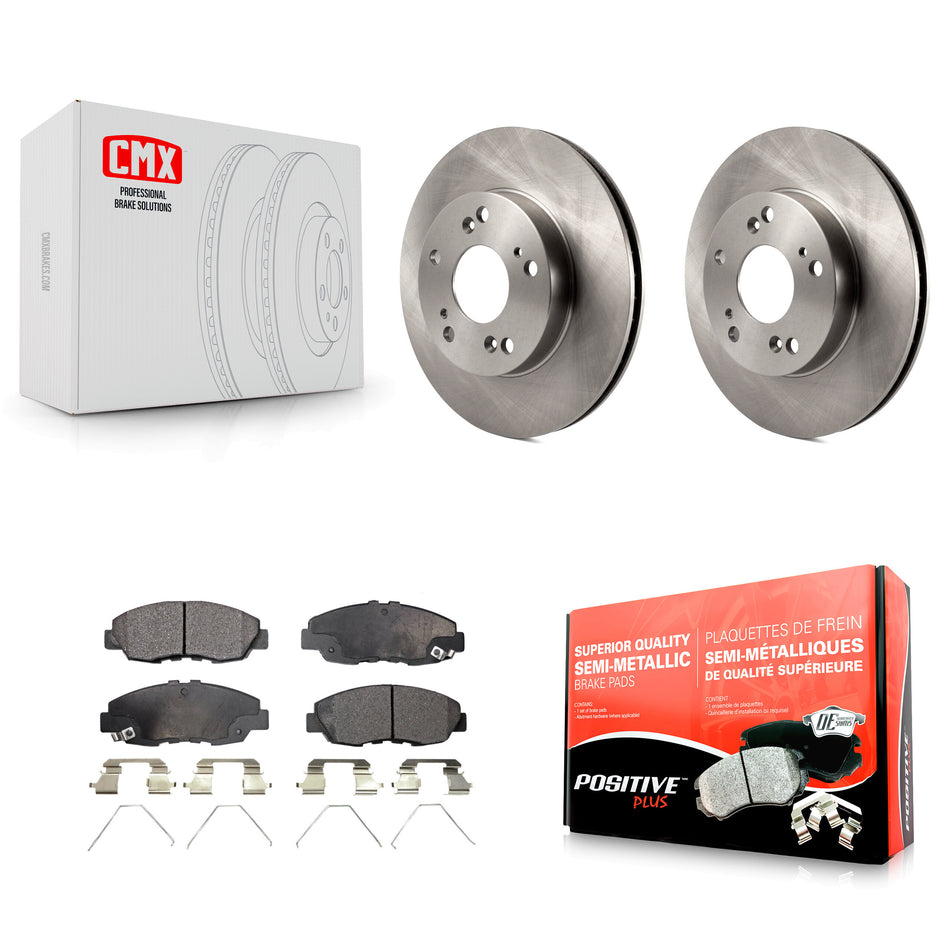 Front Disc Brake Rotors And Semi-Metallic Pads Kit For Honda Civic K8F-100591