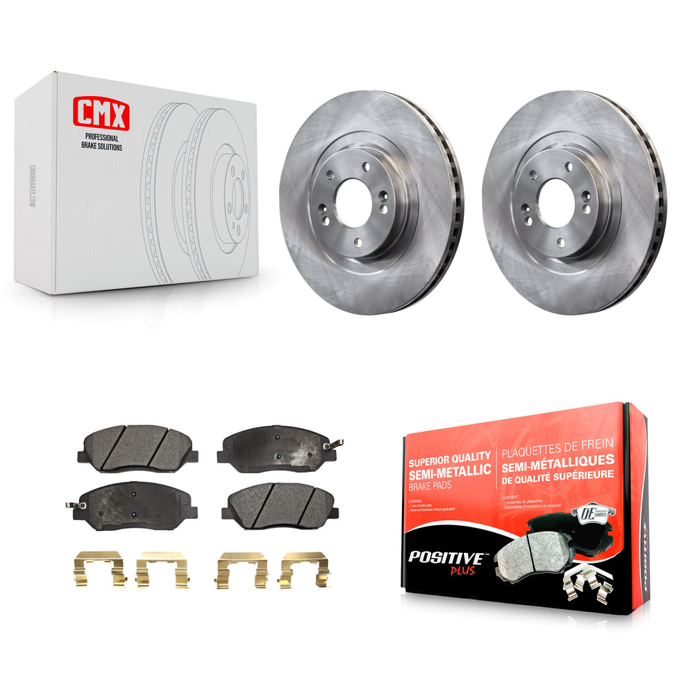Front Disc Brake Rotors And Semi-Metallic Pads Kit For 2013-2016 Hyundai Santa Fe XL 3.3L K8F-100604