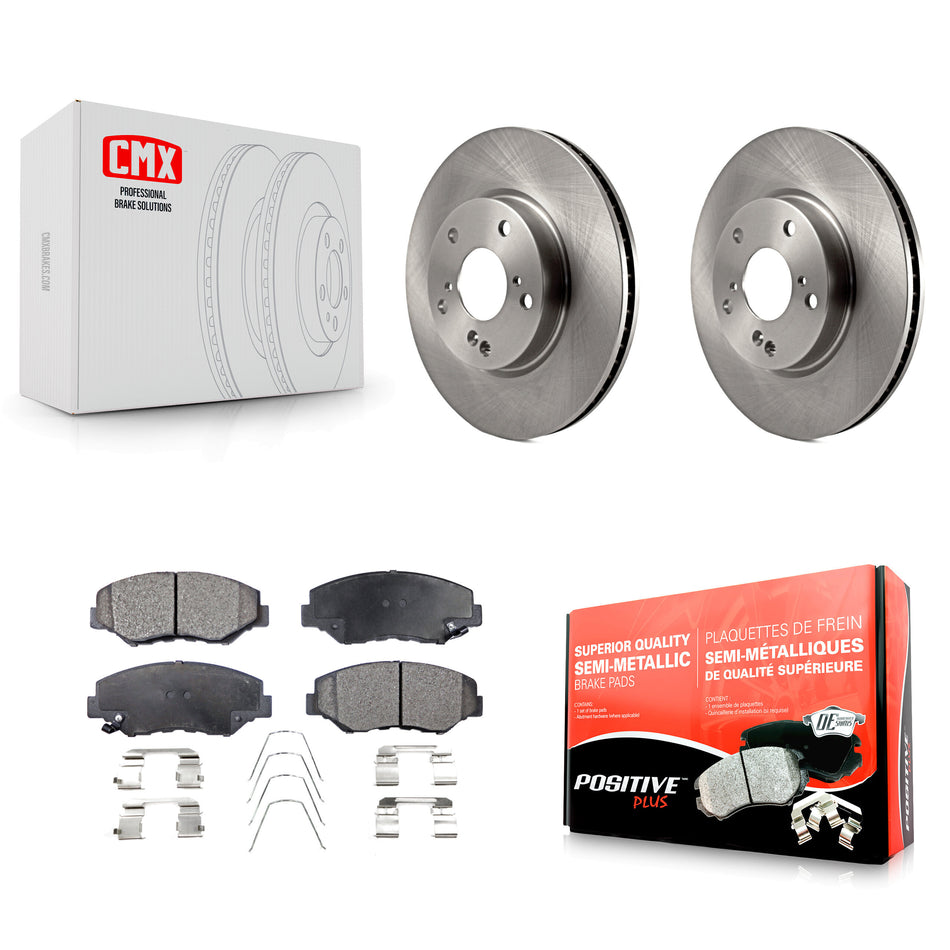 Front Disc Brake Rotors And Semi-Metallic Pads Kit For Honda Civic K8F-100643