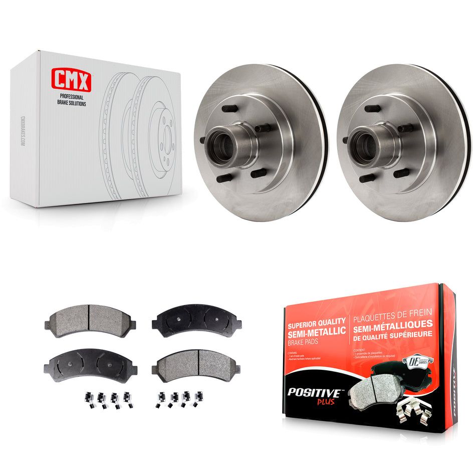 Front Disc Brake Rotors Hub Assembly And Semi-Metallic Pads Kit For 2000 Chevrolet Blazer RWD K8F-100664