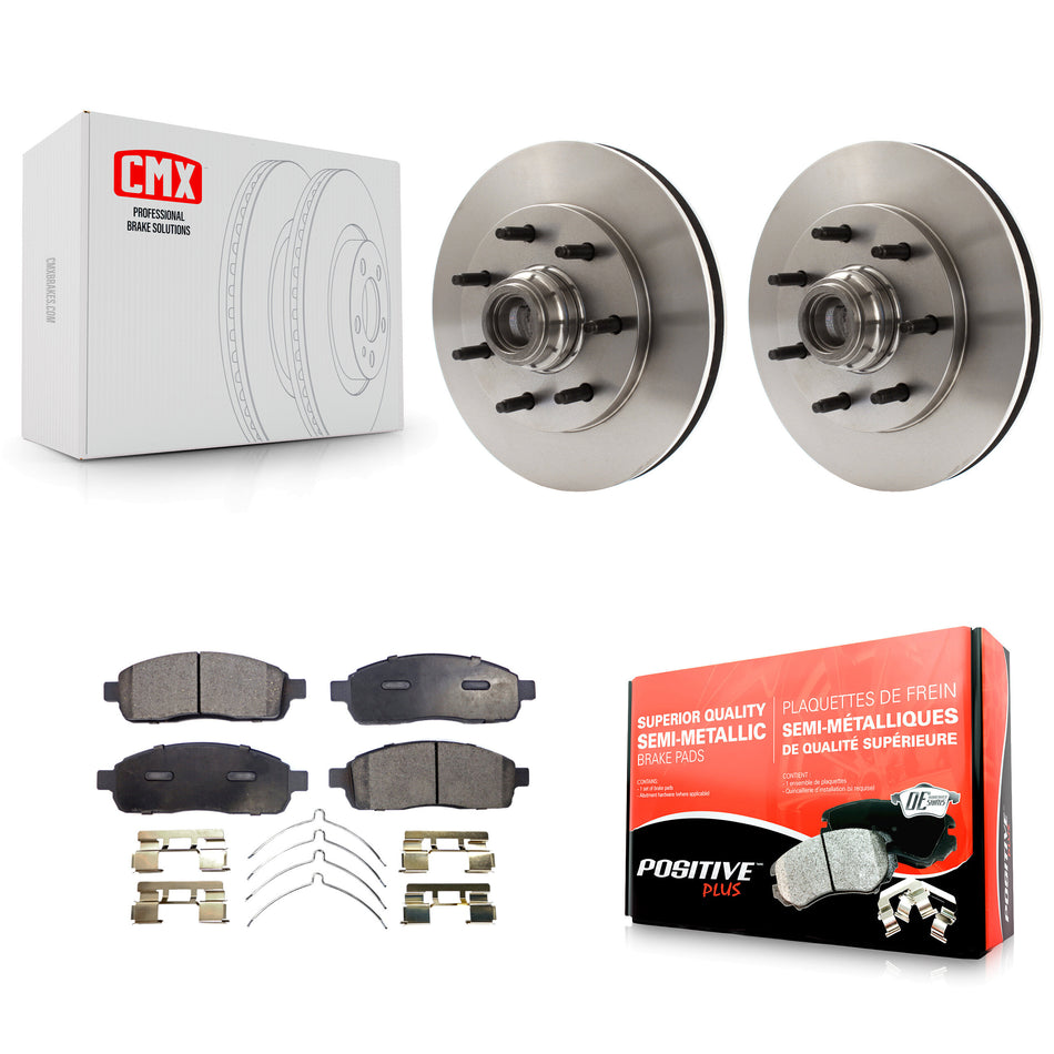 Front Disc Brake Rotors Hub Assembly And Semi-Metallic Pads Kit For 2004 Ford F-150 RWD With 7 Lug Wheels 11th Digit Of Vin Is C K8F-100679