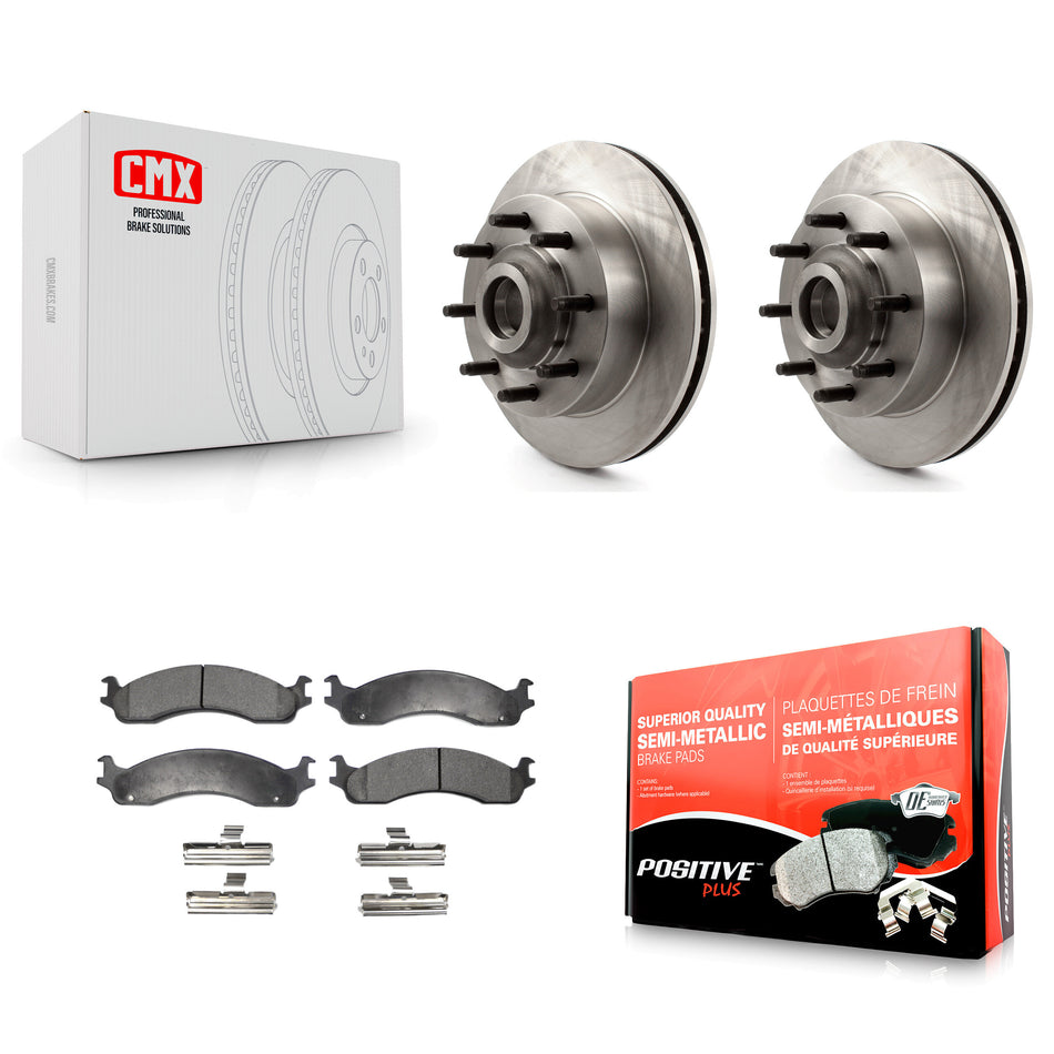 Front Disc Brake Rotors Hub Assembly And Semi-Metallic Pads Kit For Dodge Ram 2500 3500 Van B3500 B2500 K8F-100709