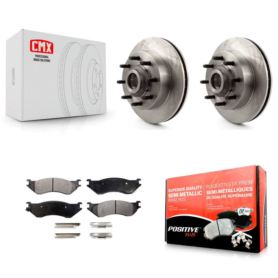 Front Disc Brake Rotors Hub Assembly And Semi-Metallic Pads Kit For 1999 Dodge Ram 1500 Van With 4000 Lb Axle K8F-100710