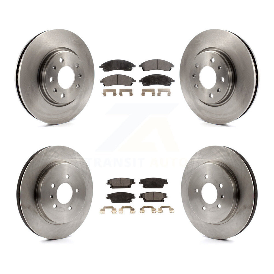Front Rear Disc Brake Rotors And Semi-Metallic Pads Kit For 2006-2007 Cadillac CTS Base With Sport Suspension 303mm Diameter Rotor K8F-100754