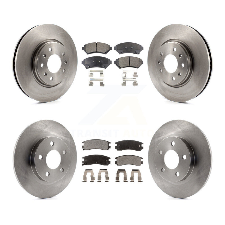 Front Rear Disc Brake Rotors And Semi-Metallic Pads Kit For 2003-2004 Cadillac Seville With Solid Rotor K8F-100755