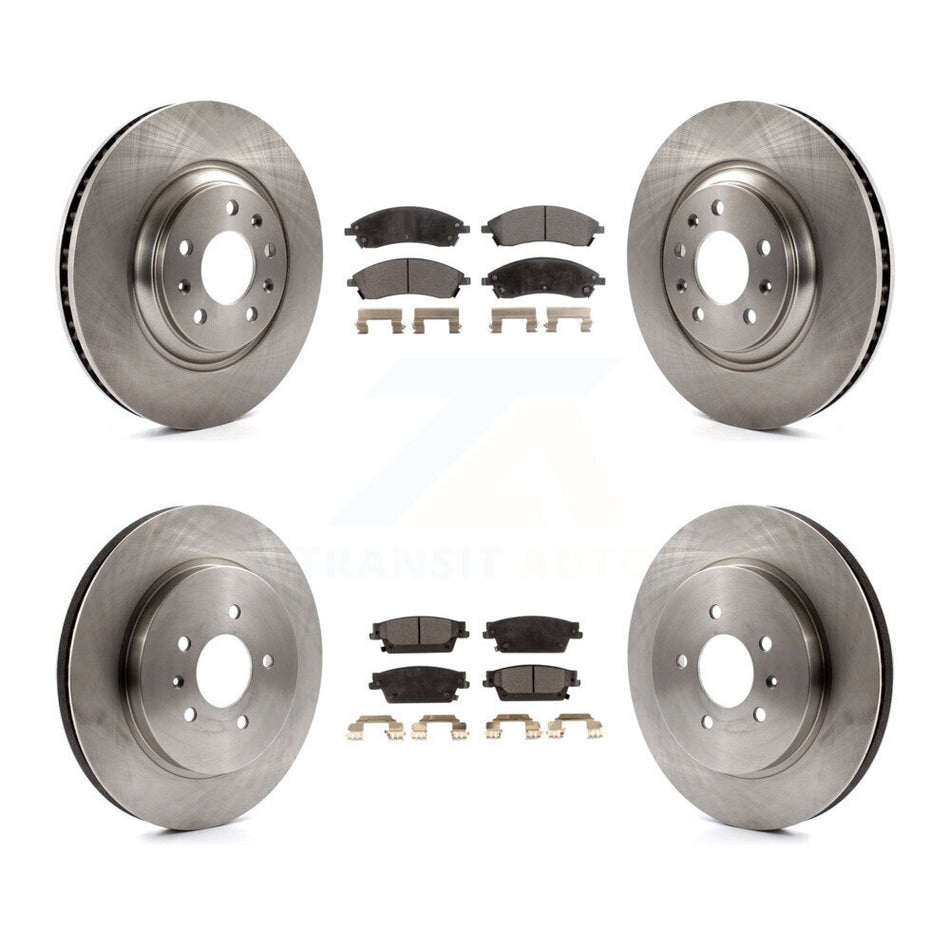 Front Rear Disc Brake Rotors And Semi-Metallic Pads Kit For 2006-2007 Cadillac CTS Base With Sport Suspension 323mm Diameter Rotor K8F-100771