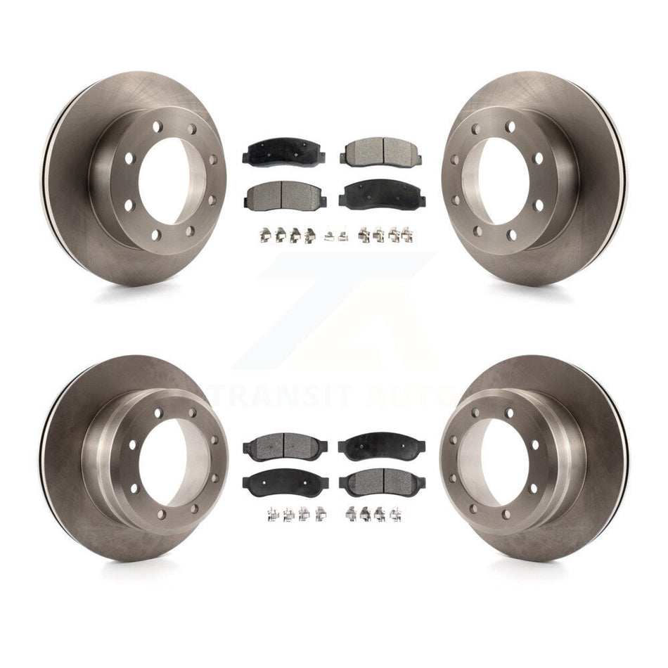 Front Rear Disc Brake Rotors And Semi-Metallic Pads Kit For Ford F-350 Super Duty F-450 K8F-100880