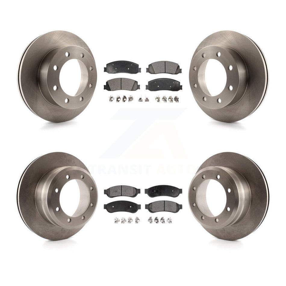 Front Rear Disc Brake Rotors And Semi-Metallic Pads Kit For Ford F-350 Super Duty F-450 K8F-100881