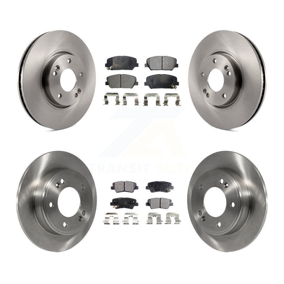 Front Rear Disc Brake Rotors And Semi-Metallic Pads Kit For Hyundai Veloster Kia Forte Koup K8F-101244