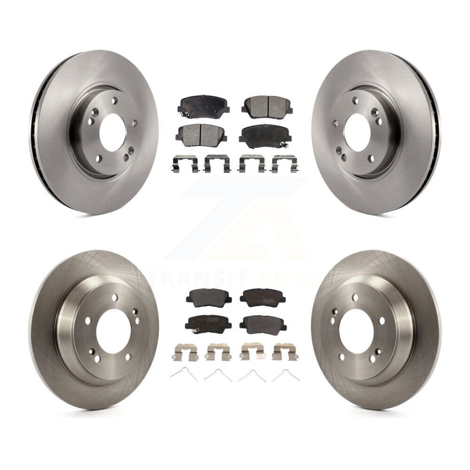 Front Rear Disc Brake Rotors And Semi-Metallic Pads Kit For 2014-2017 Kia Rondo With Manual Parking K8F-101245
