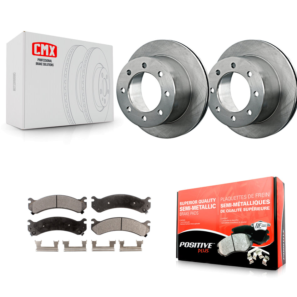 Rear Disc Brake Rotors And Semi-Metallic Pads Kit For Chevrolet Silverado 3500 HD GMC Sierra Classic K8F-101516