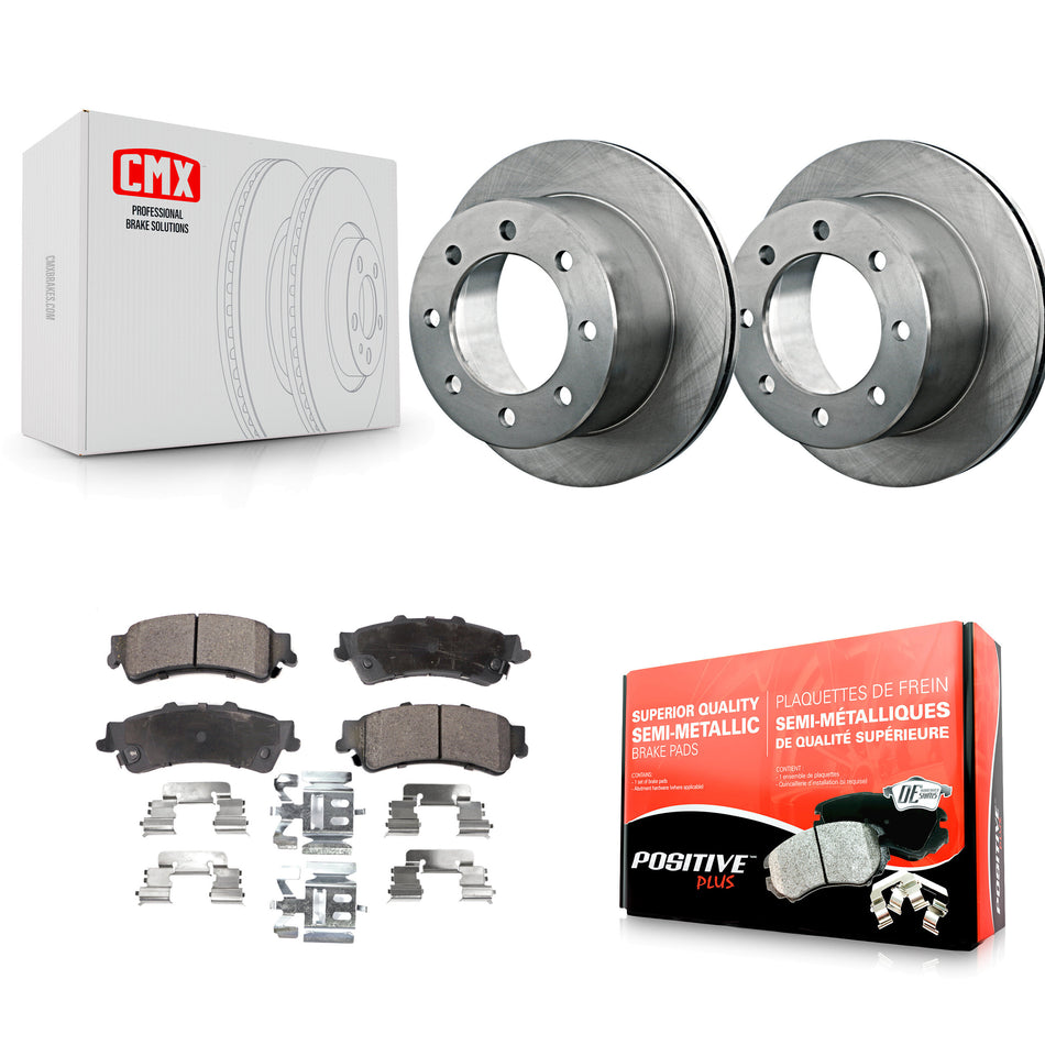Rear Disc Brake Rotors And Semi-Metallic Pads Kit For 2001-2001 Chevrolet Silverado 3500 GMC Sierra K8F-101518