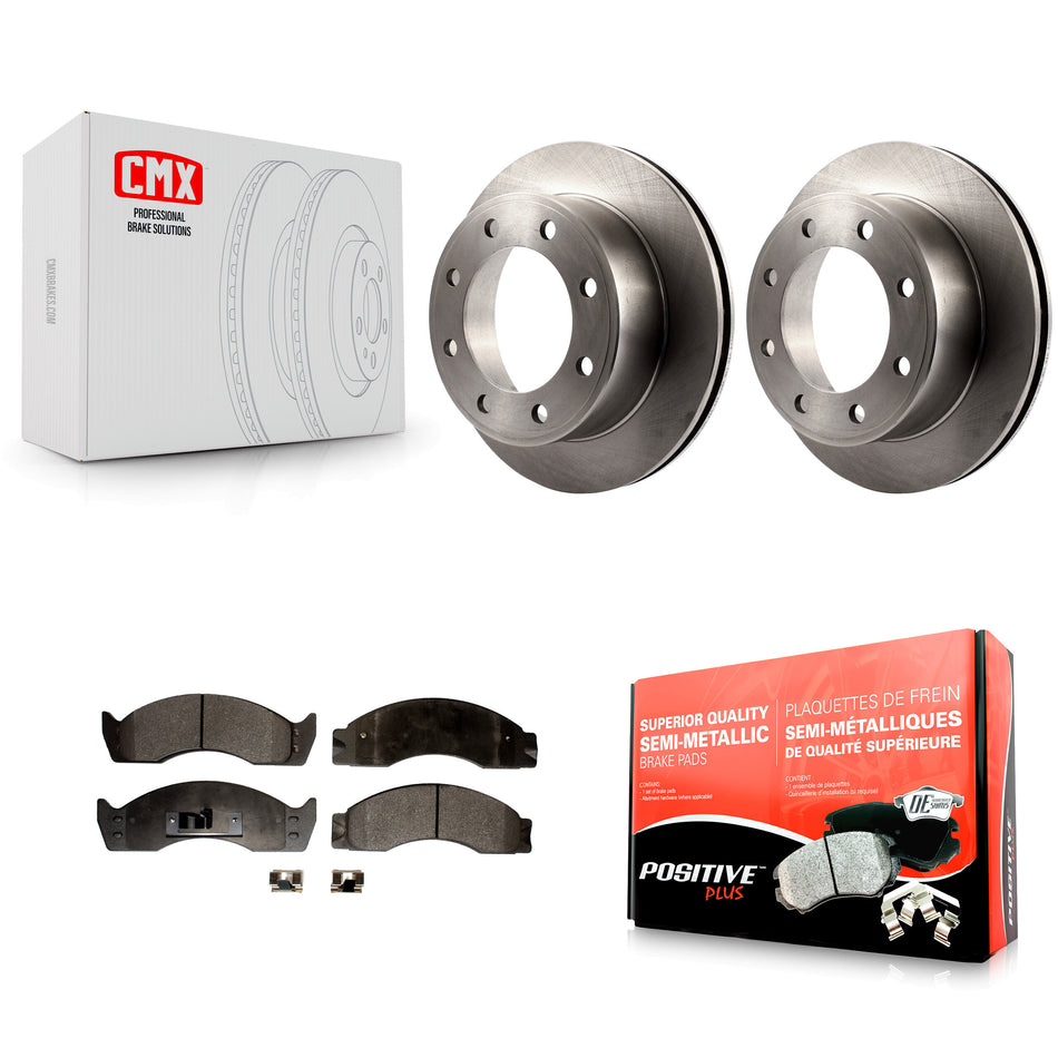 Rear Disc Brake Rotors And Semi-Metallic Pads Kit For 2000-2001 Ford E-450 Econoline Super Duty With Single Wheels Metric Bolt Circle K8F-101585