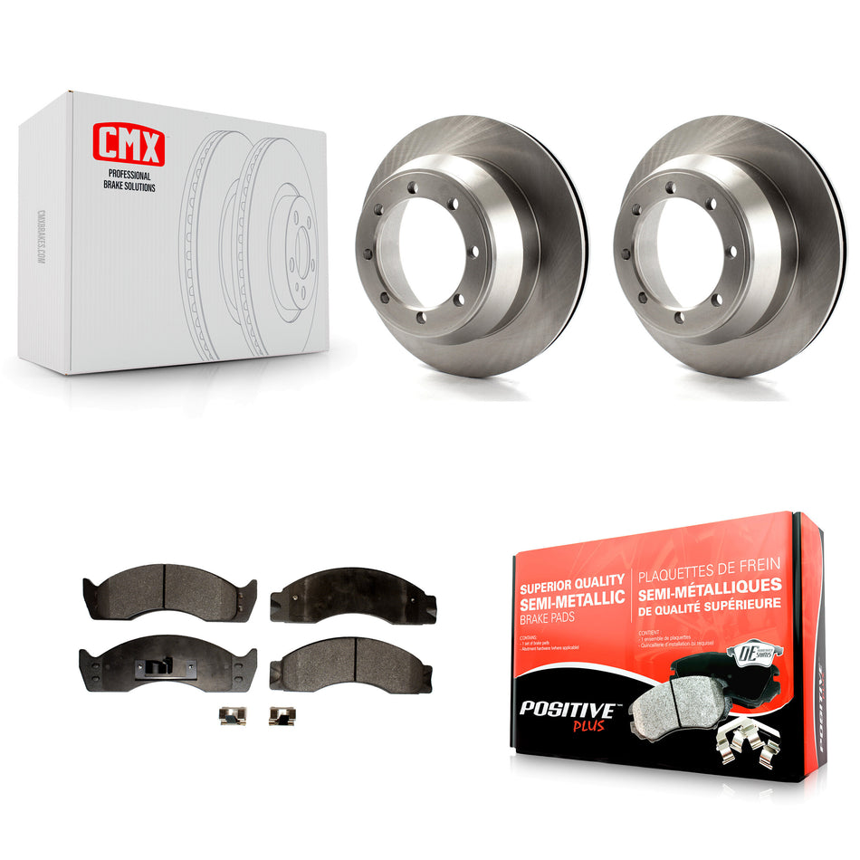 Rear Disc Brake Rotors And Semi-Metallic Pads Kit For Ford E-450 Econoline Super Duty K8F-101589