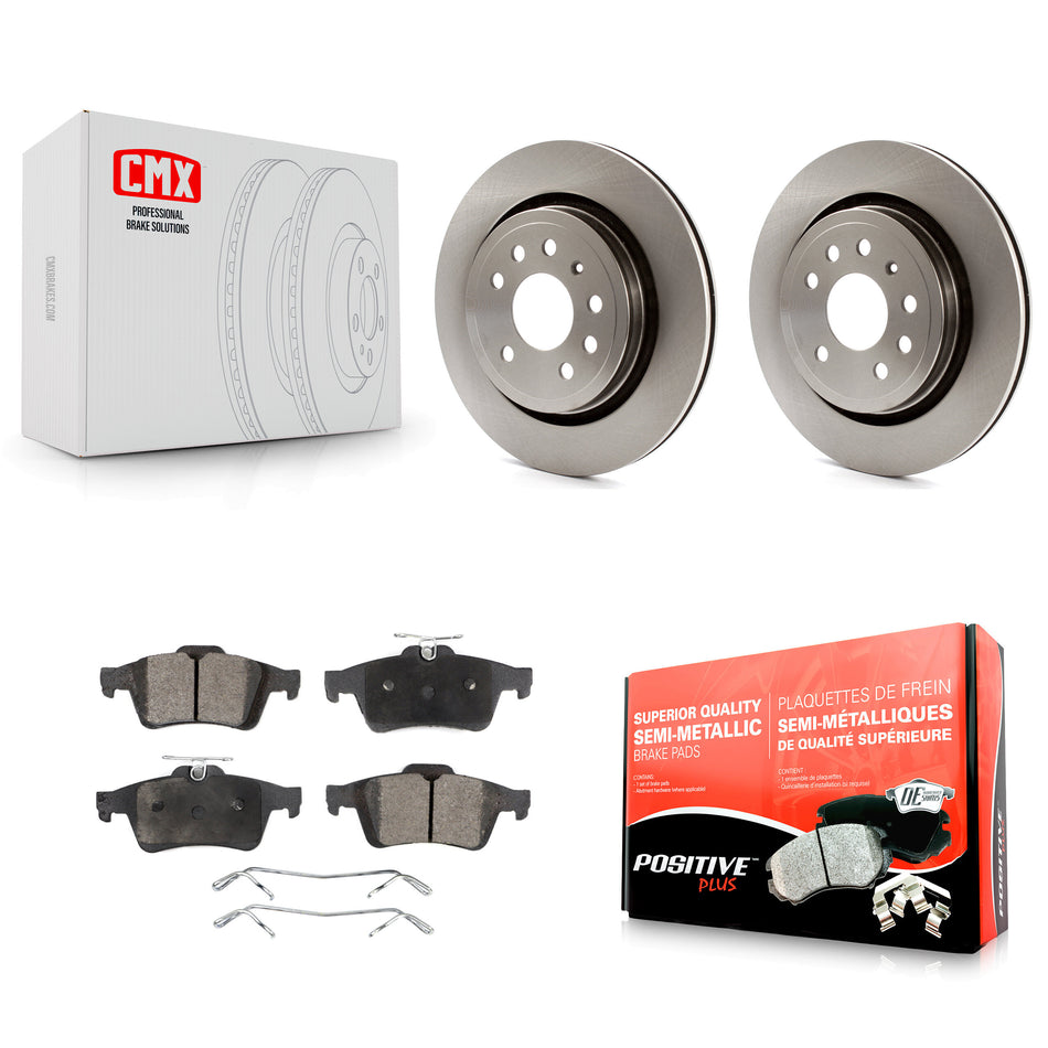 Rear Disc Brake Rotors And Semi-Metallic Pads Kit For Saab 9-3 9-3X With Vented Rotor K8F-101792