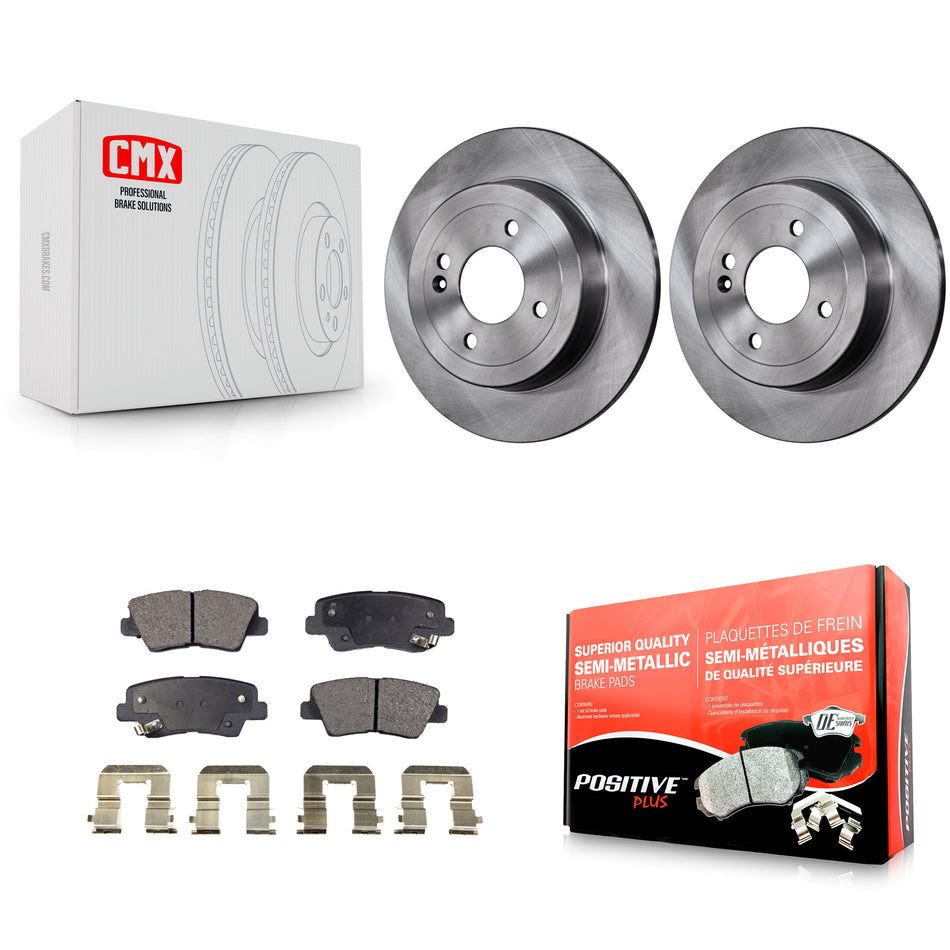 Rear Disc Brake Rotors And Semi-Metallic Pads Kit For 2011 Hyundai Accent K8F-101935