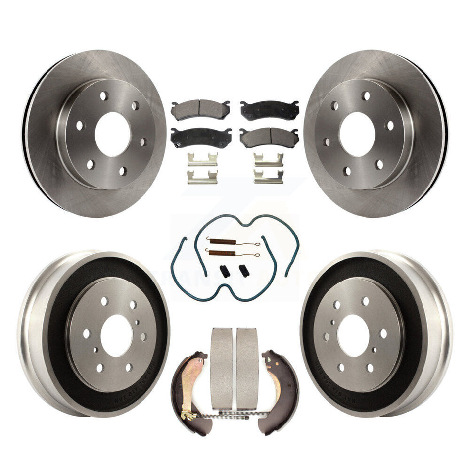 Front Rear Disc Brake Rotors Semi-Metallic Pads And Drum Kit (7Pc) For Chevrolet Silverado 1500 GMC Sierra Classic K8F-102000