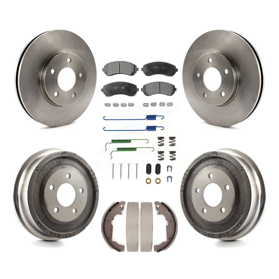 Front Rear Disc Brake Rotors Semi-Metallic Pads And Drum Kit (7Pc) For Pontiac Aztek K8F-102004