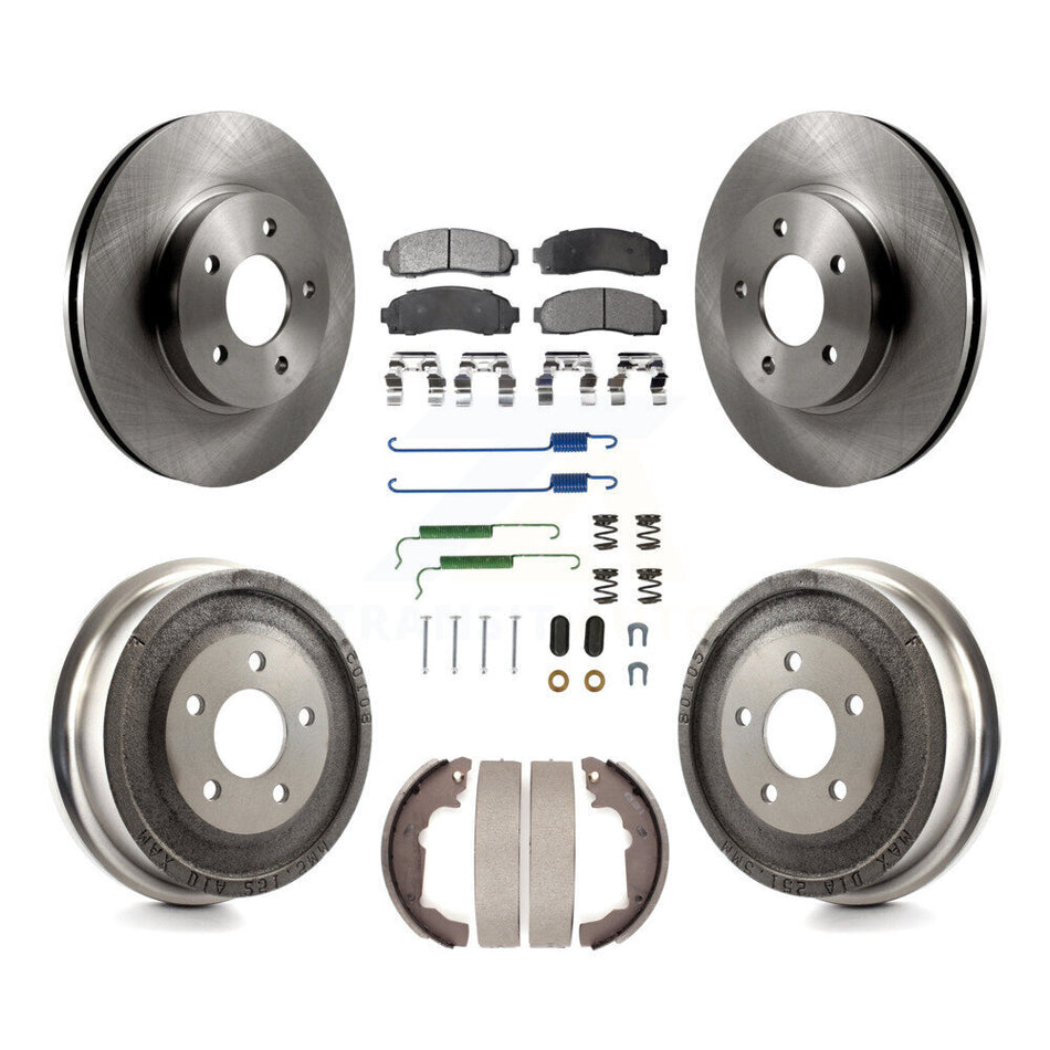 Front Rear Brake Rotors Semi-Metallic Pad Drum Kit (7Pc) For Saturn Vue Chevrolet Equinox K8F-102005