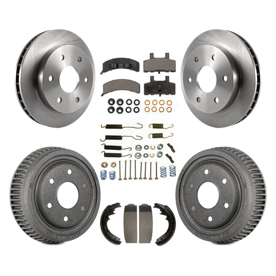 Front Rear Disc Brake Rotors Semi-Metallic Pads And Drum Kit (7Pc) For 1995-1997 GMC Yukon 2 doors with 4WD GAS engine With 11" Diameter K8F-102019