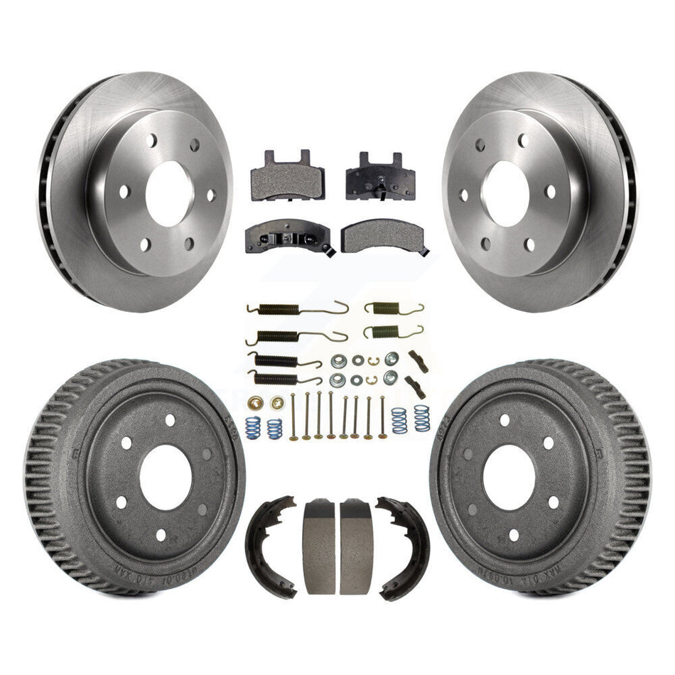 Front Rear Disc Brake Rotors Semi-Metallic Pads And Drum Kit (7Pc) For 1995-1997 GMC Yukon 2 doors with 4WD DIESEL engine With 11" Diameter K8F-102021