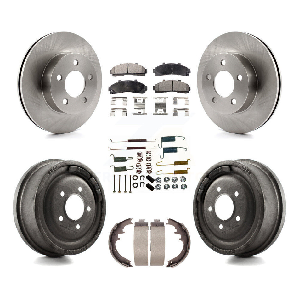 Front Rear Disc Brake Rotors Semi-Metallic Pads And Drum Kit (7Pc) For Ford Ranger Mazda B3000 B4000 With 10" Diameter 4WD K8F-102026