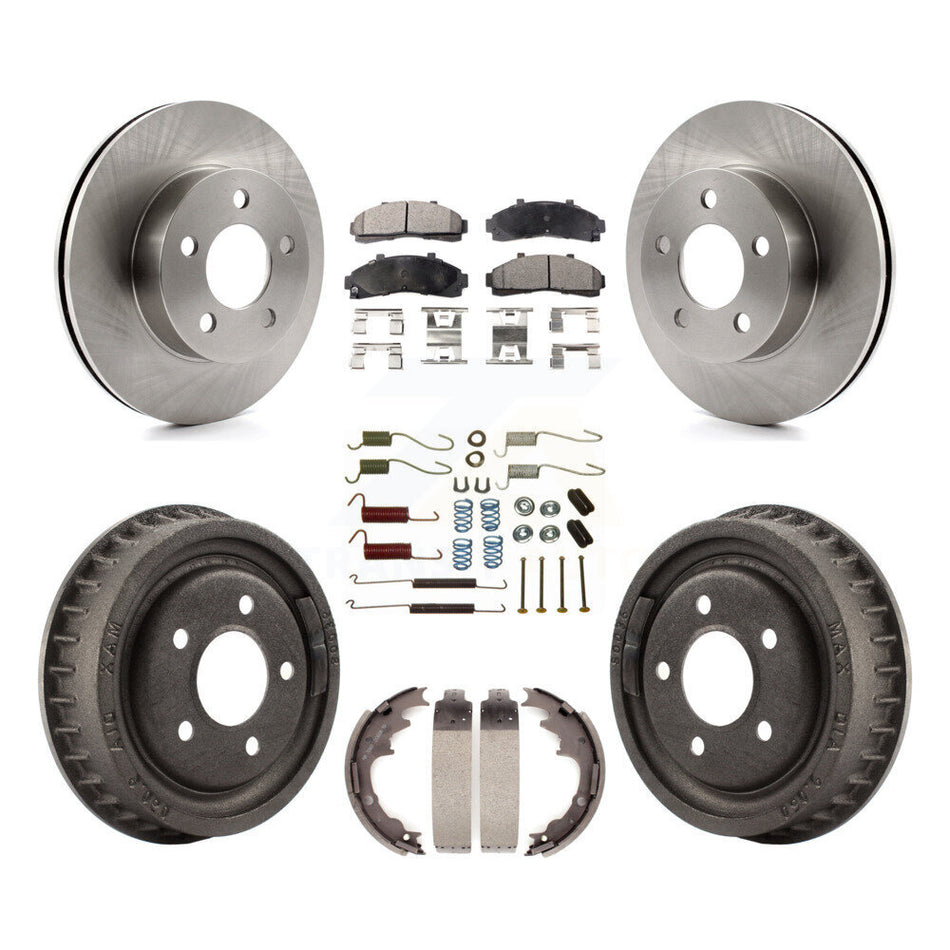 Front Rear Disc Brake Rotors Semi-Metallic Pads And Drum Kit (7Pc) For Ford Ranger Mazda B3000 B4000 With 9" Diameter 4WD K8F-102027