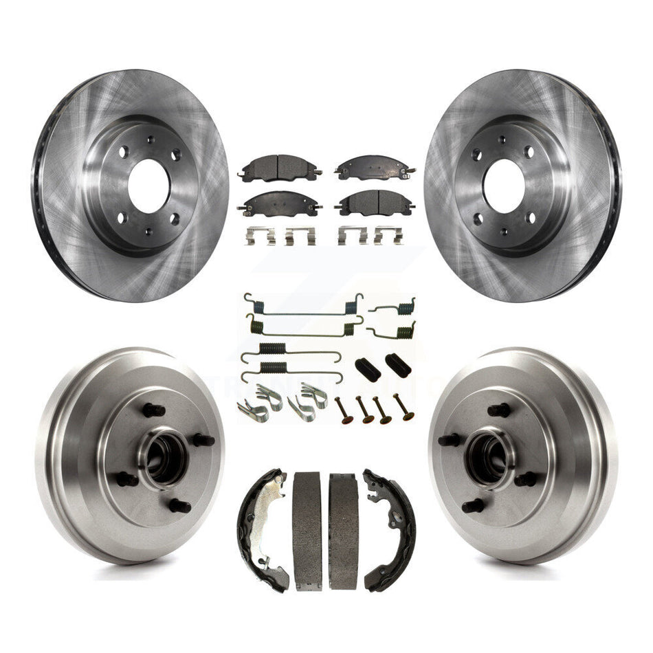 Front Rear Disc Brake Rotors Semi-Metallic Pads And Drum Kit (7Pc) For 2009-2011 Ford Focus K8F-102038