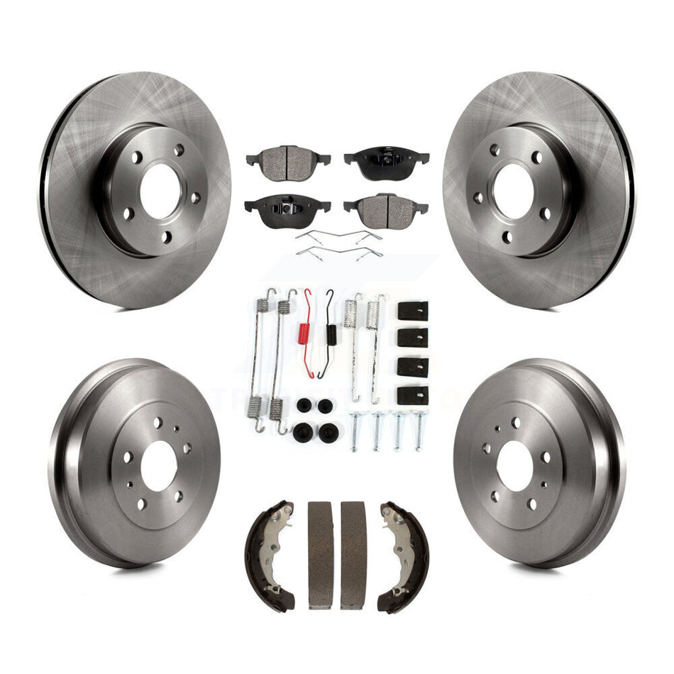 Front Rear Disc Brake Rotors Semi-Metallic Pads And Drum Kit (7Pc) For Ford Focus FMSI=1004 K8F-102041