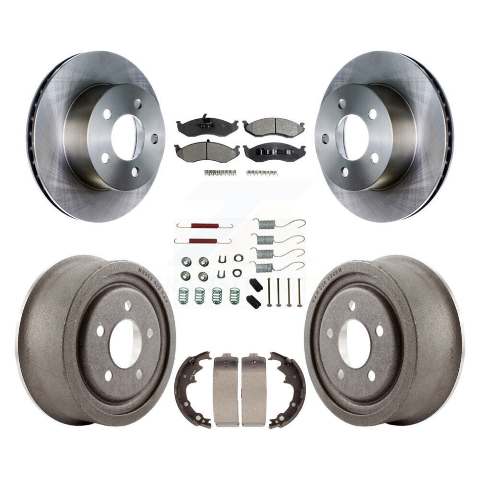 Front Rear Disc Brake Rotors Semi-Metallic Pads And Drum Kit (7Pc) For Jeep Wrangler Cherokee K8F-102043