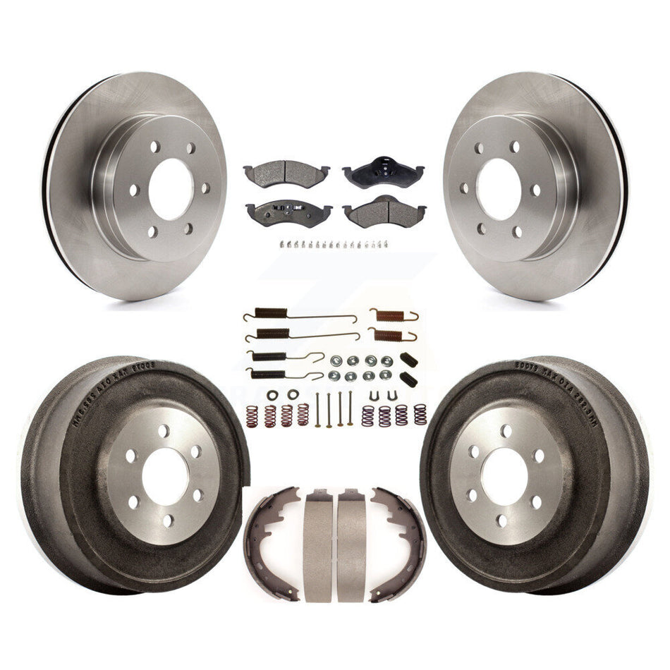 Front Rear Disc Brake Rotors Semi-Metallic Pads And Drum Kit (7Pc) For 2000-2002 Dodge Dakota Durango K8F-102048