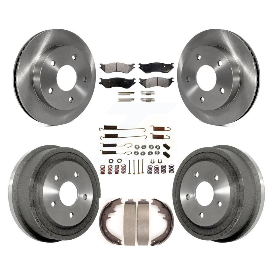 Front Rear Disc Brake Rotors Semi-Metallic Pads And Drum Kit (7Pc) For 2000-2001 Dodge Ram 1500 RWD K8F-102051