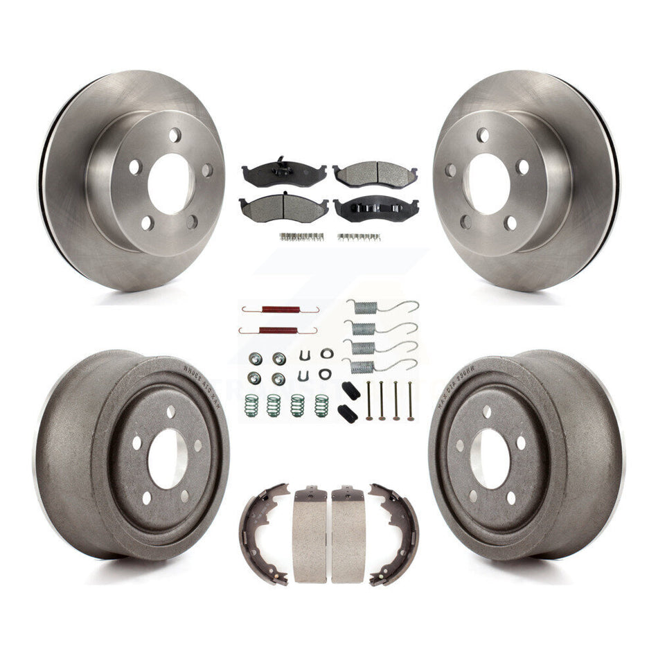 Front Rear Disc Brake Rotors Semi-Metallic Pads And Drum Kit (7Pc) For Jeep Wrangler TJ K8F-102053