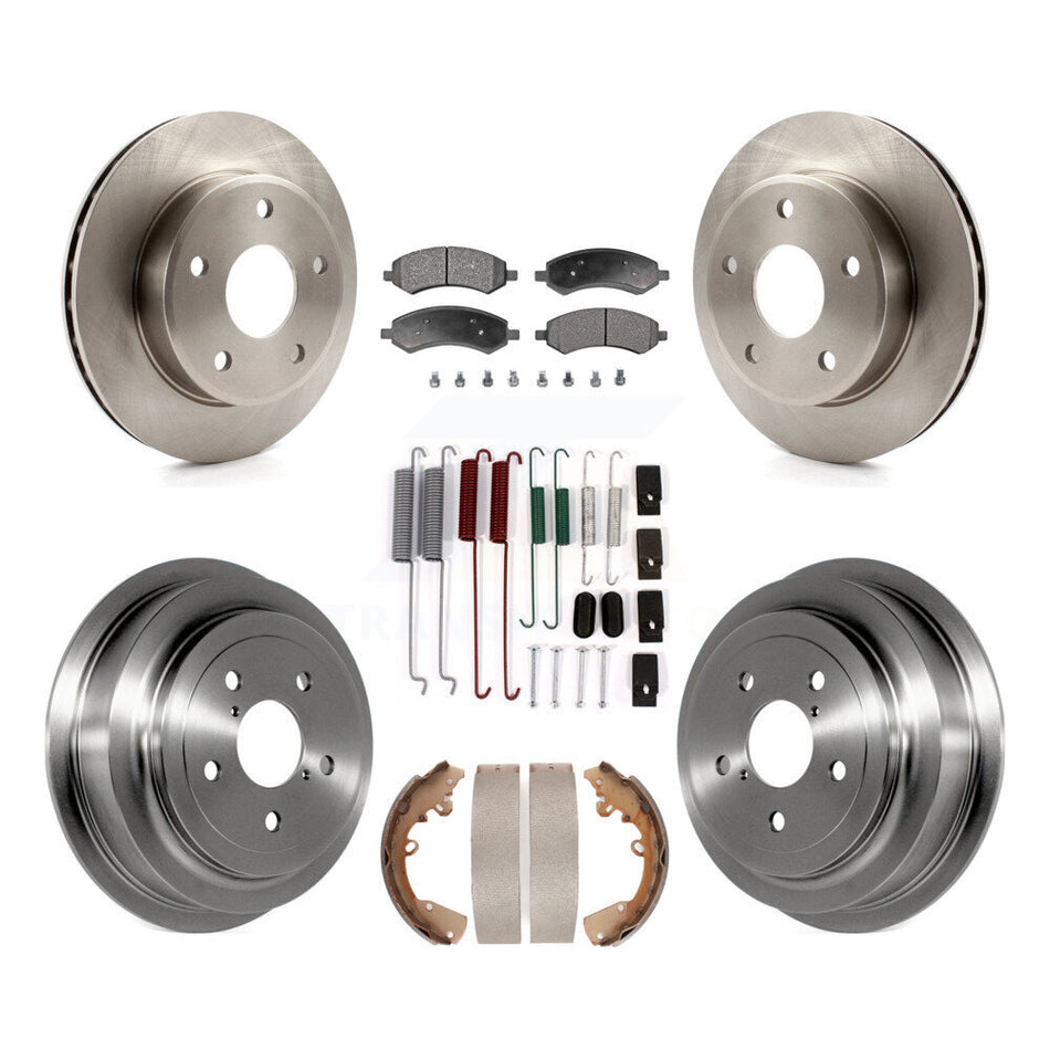 Front Rear Disc Brake Rotors Semi-Metallic Pads And Drum Kit (7Pc) For Dakota Dodge Ram Mitsubishi Raider K8F-102060