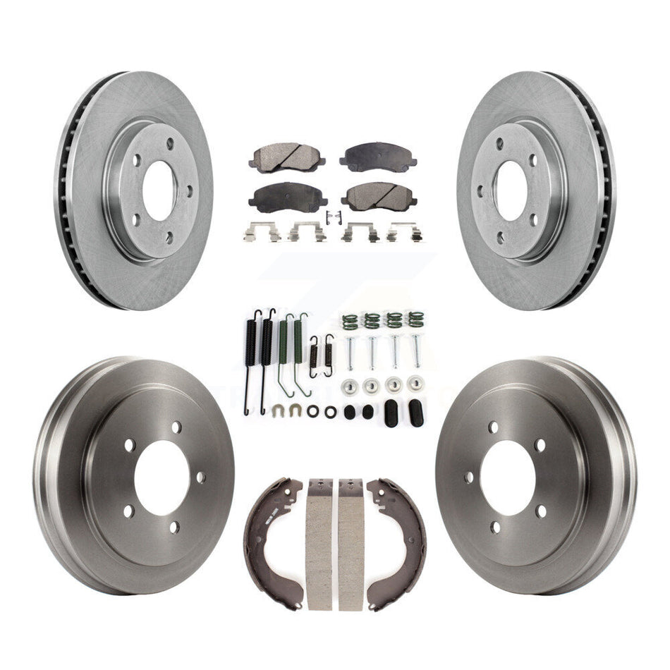 Front Rear Disc Brake Rotors Semi-Metallic Pads And Drum Kit (7Pc) For Dodge Caliber K8F-102061