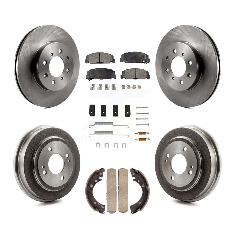 Front Rear Disc Brake Rotors Semi-Metallic Pads And Drum Kit (7Pc) For 1997 Honda Civic LX with 4-Wheel ABS K8F-102069