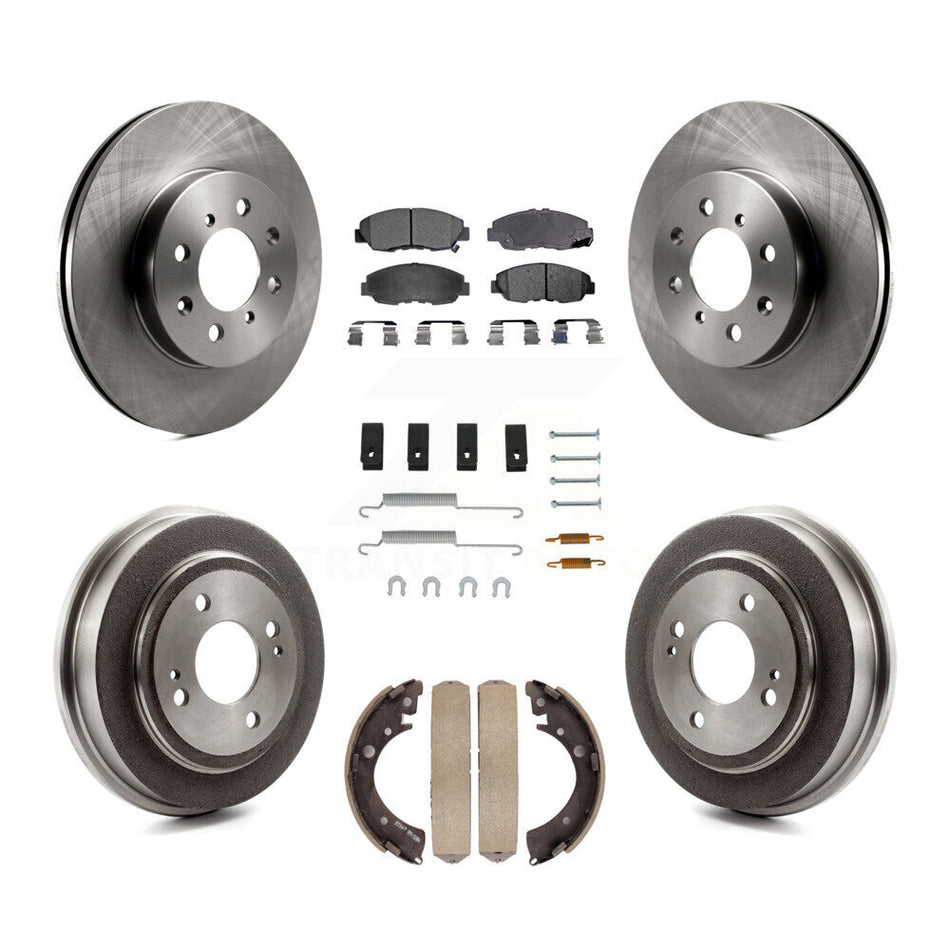 Front Rear Disc Brake Rotors Semi-Metallic Pads And Drum Kit (7Pc) For Honda Civic Acura EL K8F-102070