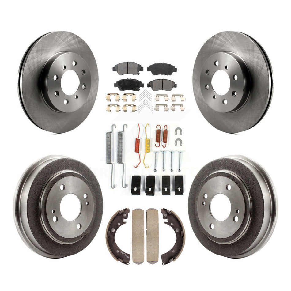 Front Rear Disc Brake Rotors Semi-Metallic Pads And Drum Kit (7Pc) For 2007-2008 Honda Fit K8F-102072